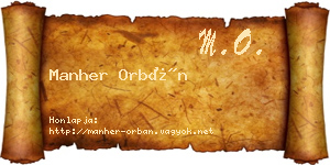 Manher Orbán névjegykártya